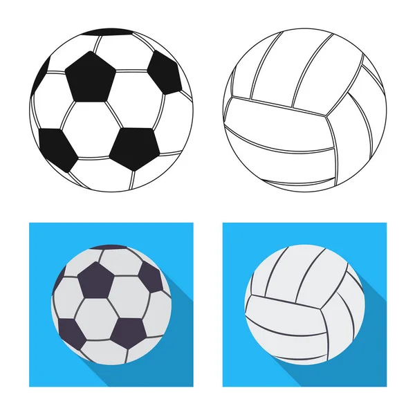 Векторный дизайн иконы спорта и мяча. Коллекция спортивных и спортивных векторных икон для инвентаря . — стоковый вектор