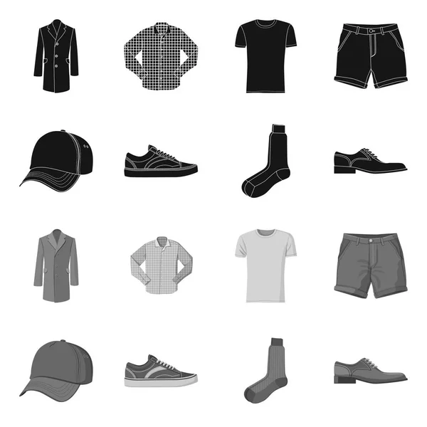 Vectorillustratie van mens en kleding symbool. Collectie van mens en slijtage aandelensymbool voor web. — Stockvector