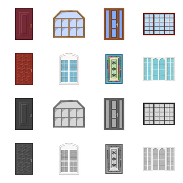 Illustration vectorielle du logo de la porte et du devant. Collection de porte et symbole de stock en bois pour toile . — Image vectorielle