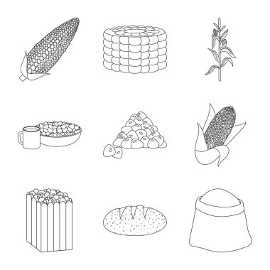 Çiftlik ve ürün logosu yalıtılmış nesne. Çiftlik ve beslenme hisse senedi vektör çizim seti.