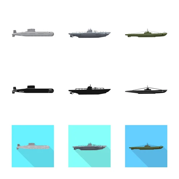 Geïsoleerde object van oorlog en schip-symbool. Verzameling van oorlog en vloot vector pictogram voor voorraad. — Stockvector