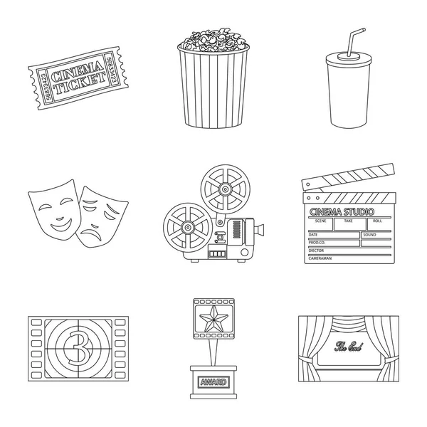 Ilustración vectorial de la cinematografía y el signo de estudio. Colección de fotografía y entretenimiento stock vector ilustración . — Vector de stock