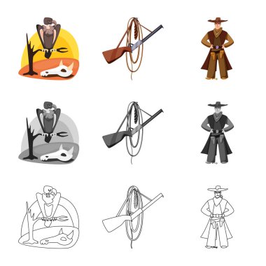 Texas ve Tarih logosu izole nesne. Teksas ve kültür stok vektör çizim koleksiyonu.