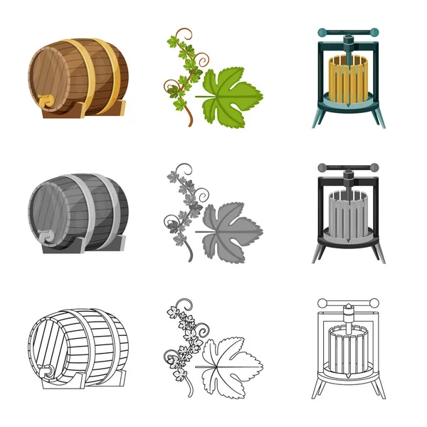 Ilustración vectorial del logotipo de la granja y el viñedo. Colección de ilustración vectorial de granja y producto . — Archivo Imágenes Vectoriales
