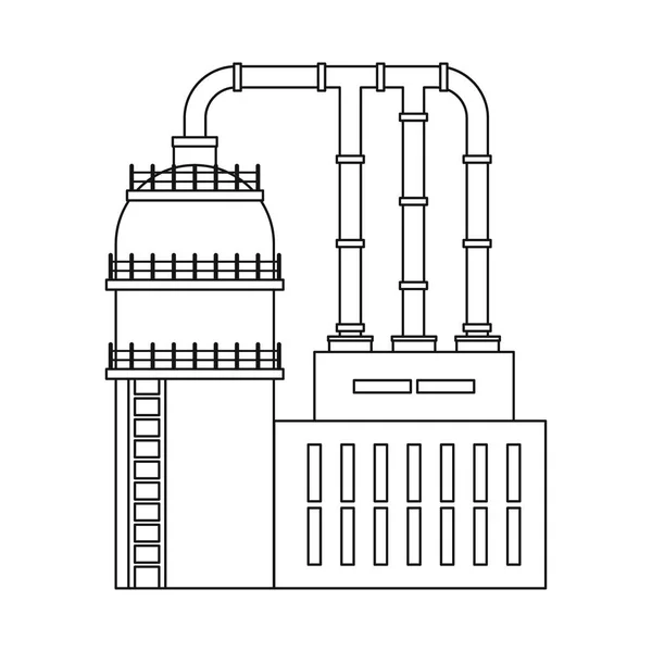 Vektorový design a symbol výrobce. Ukázka výrobního závodu a prostředí pro znečištění, ilustrace. — Stockový vektor