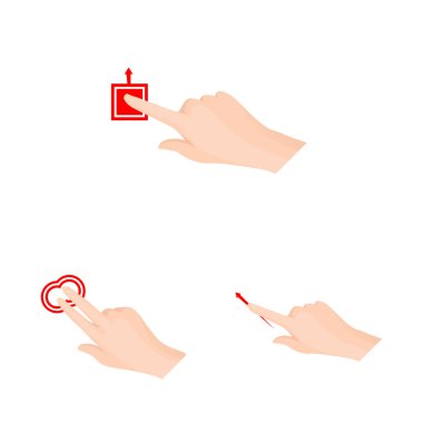 Dokunmatik ve el simge vektör tasarımı. Dokunmatik ekran ve dokunmatik hisse senedi simgesi için web topluluğu.