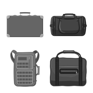 Bavul ve Bagaj simge vektör tasarımı. Bavul ve yolculuk hisse senedi vektör çizim seti.