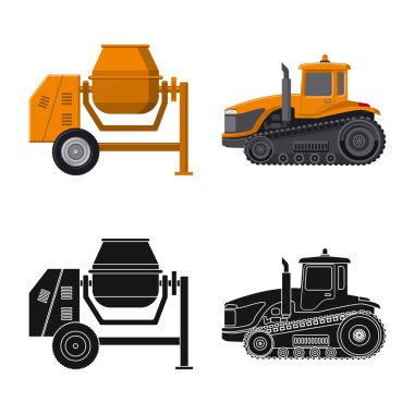 Yapı ve inşaat logo vektör Illustration. Hisse senedi için yapı ve makine vektör simge kümesi.
