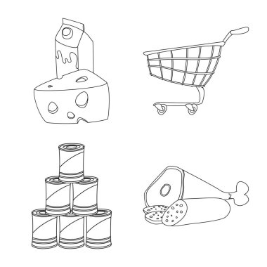 Yiyecek ve içecek simgesi yalıtılmış nesne. Gıda ve mağaza stok vektör çizim topluluğu.