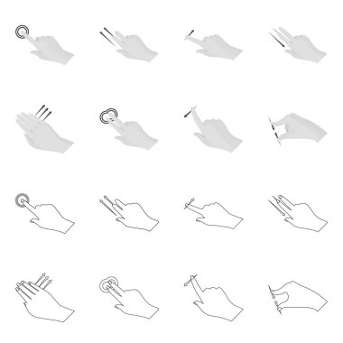 Dokunmatik ve el simgesi yalıtılmış nesne. Dokunmatik ekran ayarla ve stok vektör çizim değmek.