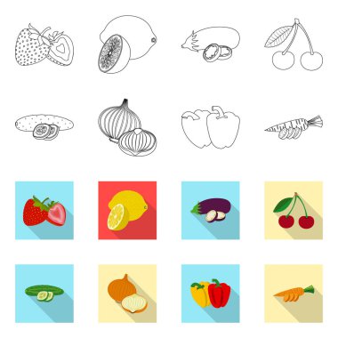 İzole işareti sebze ve meyve nesne. Sebze ve vejeteryan hisse senedi simgesi için web topluluğu.