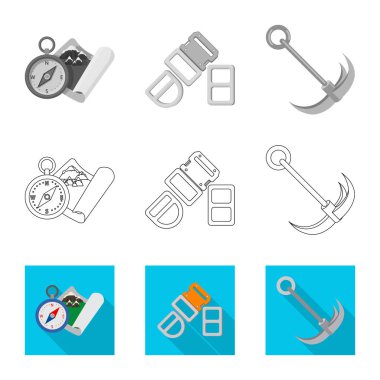 Dağcılık ve tepe simge vektör tasarımı. Kamp ve dağcılık topluluğu stok vektör çizim.