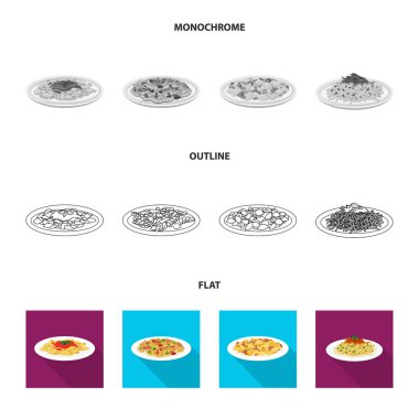 Makarna ve karbonhidrat simge vektör Illustration. Makarna ve makarna koleksiyonu vektör hisse senedi simgesi.