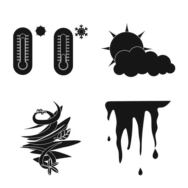 天候および気候のシンボルのベクター イラストです。株式の天気と雲のベクトル アイコンのセット. — ストックベクタ