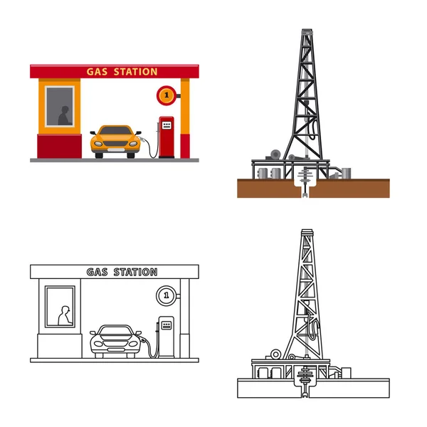 Векторний дизайн нафтогазової іконки. Набір нафтових і бензинових запасів Векторні ілюстрації . — стоковий вектор