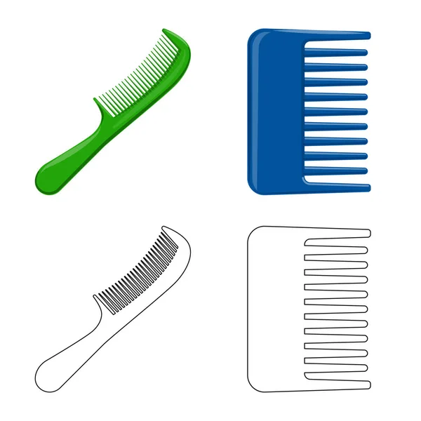 Isolé objet de brosse et logo de cheveux. Collection de brosses et brosses à cheveux illustration vectorielle . — Image vectorielle