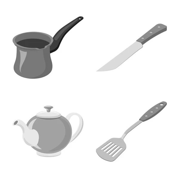 Diseño vectorial de la cocina y el icono de cocinar. Conjunto de cocina y electrodomésticos icono vectorial para stock . — Vector de stock