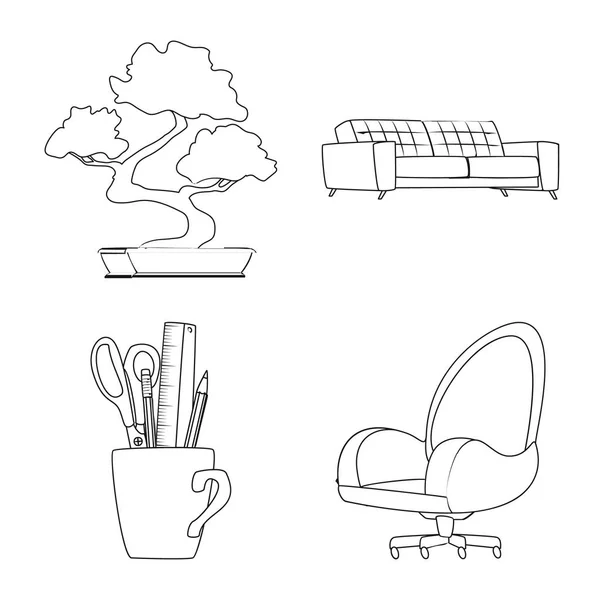 家具和工作标识的矢量设计。一套家具和家庭股票符号的网站. — 图库矢量图片