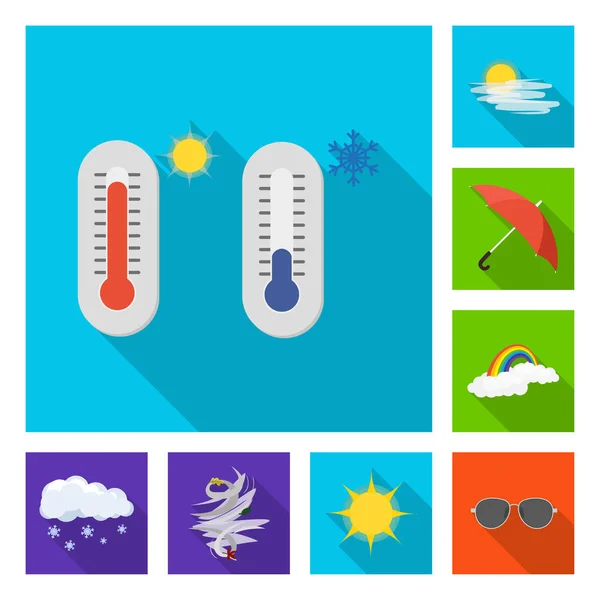 Ilustração vetorial do clima e símbolo climático. Coleção de ícone de vetor de tempo e nuvem para estoque . —  Vetores de Stock