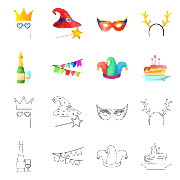 Progettazione vettoriale del partito e del logo di compleanno. Raccolta di illustrazioni vettoriali di feste e celebrazioni . — Vettoriale Stock
