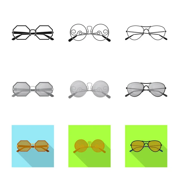 Diseño vectorial de gafas y gafas de sol signo. Colección de gafas y símbolo de stock accesorio para web . — Archivo Imágenes Vectoriales