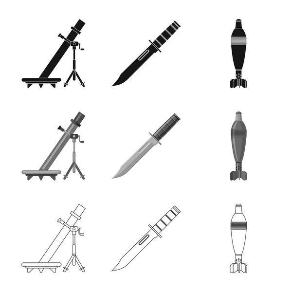 Vektorillustration av vapen och vapnet logotyp. Samling av vapen och armén lager vektorillustration. — Stock vektor