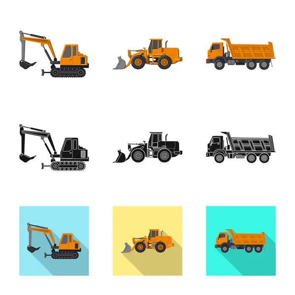 Ilustración vectorial del icono de construcción y construcción. Conjunto de construcción y maquinaria stock vector ilustración . — Vector de stock