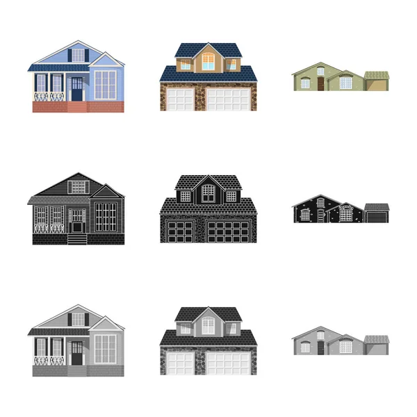 Diseño vectorial de edificio y cartel frontal. Colección de icono de construcción y vector de techo para stock . — Vector de stock