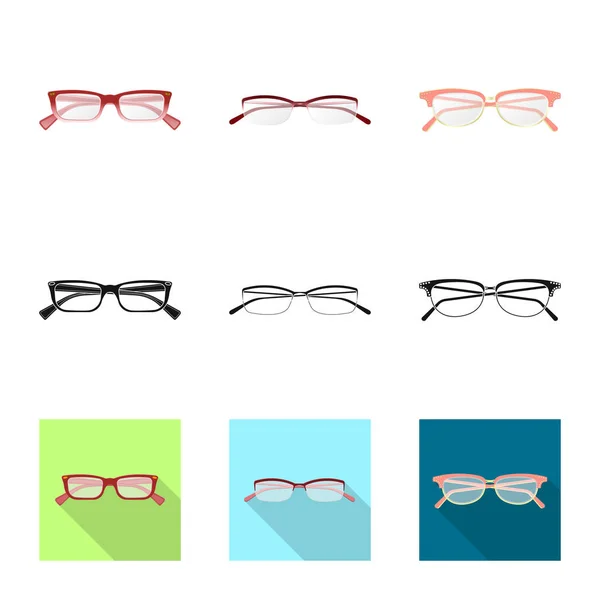 Vector design of glasses and frame symbol. Set of glasses and accessory stock vector illustration. — Stock Vector