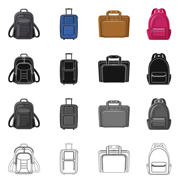 スーツケースと手荷物のアイコンのベクター デザイン。スーツケースや旅の株式ベクトル図のセット. — ストックベクタ