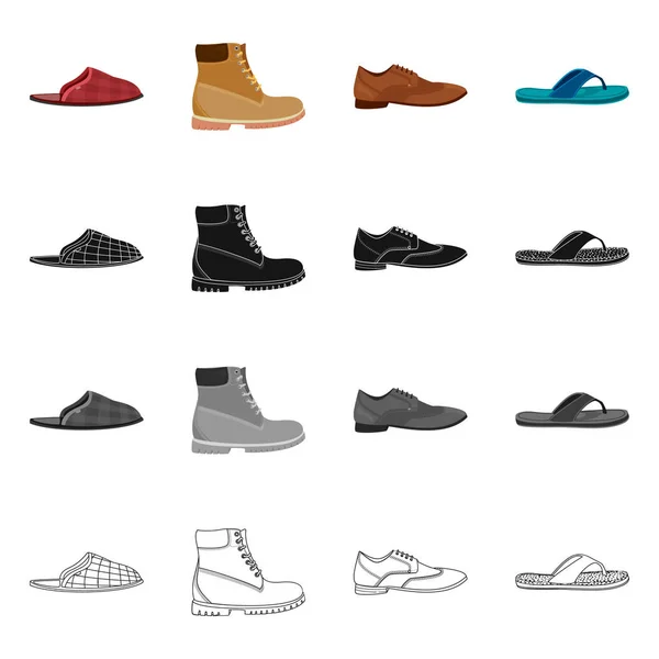 Geïsoleerde object van schoenen en schoeisel teken. Collectie van schoen en voet aandelensymbool voor web. — Stockvector