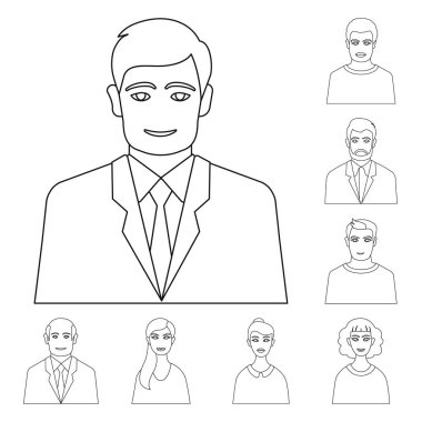 Karakter ve avatar logosu vektör tasarımı. Karakter ve kişi stok vektör illüstrasyonkoleksiyonu.