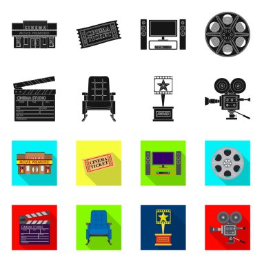 Televizyon ve filme simge vektör tasarımı. Televizyon ve hisse senedi için vektör simge ile ilgilenen koleksiyonu.