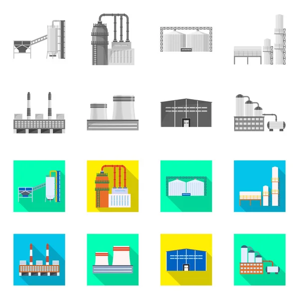 Illustrazione vettoriale del simbolo della produzione e della struttura. Set di icone vettoriali di produzione e tecnologia per magazzino . — Vettoriale Stock