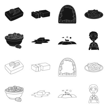 Vektör kremsi tasarımını ve ürün logosu. Ayarla, krem ve çiftlik hisse senedi için vektör simgesi.