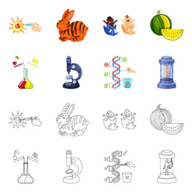 Test ve sentetik logo yalıtılmış nesne. Hisse senedi için test ve laboratuvar vektör simge kümesi.