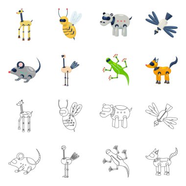 Oyuncağın ve bilim sembolünün vektör çizimi. Stok için oyuncak ve oyuncak vektör simgesi koleksiyonu.