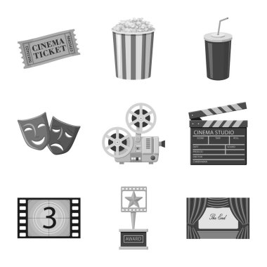 Sinematografi ve studio simge vektör tasarımı. Sinematografi ve hisse senedi için filme vektör simgesi ayarla.