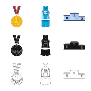 Spor ve kazanan simgesi yalıtılmış nesne. Spor ve fitness vektör simgesini hissenin topluluğu.