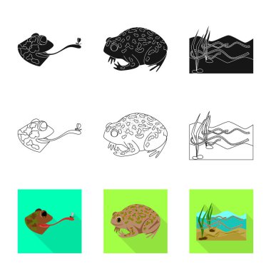 Yaban hayatı ve bataklık logosu izole nesne. Web için yaban hayatı ve sürüngen stok sembolü seti.