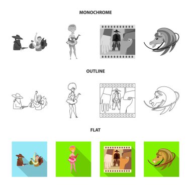 Vektör Illustration Texas ve Tarih sembolü. Teksas ve kültür stok vektör çizim koleksiyonu.