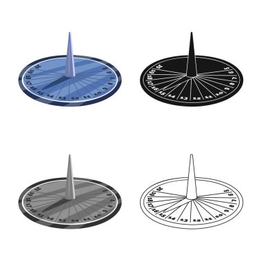 Güneş saati ve saat simgesinin yalıtılmış nesnesi. Web için güneş saati ve zaman stok sembolü toplama.