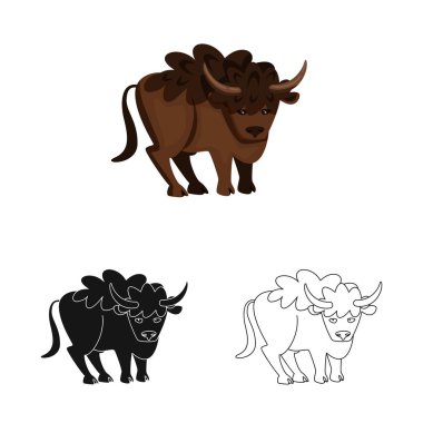 Bizon ve bufalo işareti vektör tasarımı. Bizon ve yabani stok vektör illüstrasyon koleksiyonu.