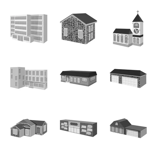 Design vetorial de arquitetura e ícone imobiliário. Conjunto de arquitetura e símbolo de estoque de habitação para web . —  Vetores de Stock