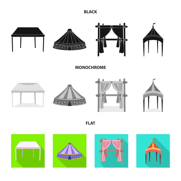 Illustrazione vettoriale del tetto e simbolo pieghevole. Set di tetto e architettura stock simbolo per il web . — Vettoriale Stock