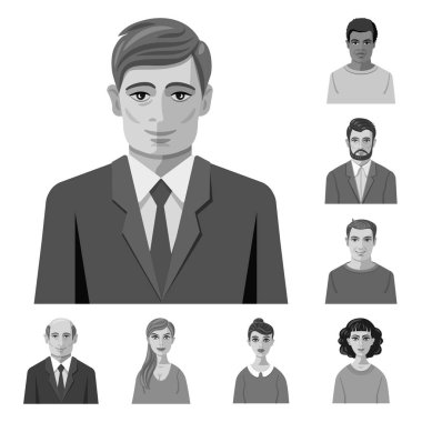 Yüz ve kişi logosuvektör tasarımı. Stok için yüz ve portre vektör simgesi kümesi.