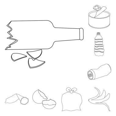 Çöp ve ekoloji sembolü vektör tasarımı. Web için çöp ve geri dönüşüm stok sembolü kümesi.