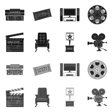 Televizyon ve filme simge vektör Illustration. Televizyon ve hisse senedi için vektör simge ile ilgilenen koleksiyonu.