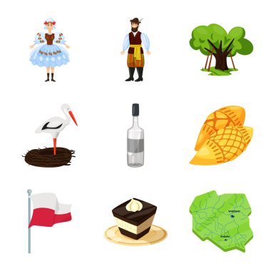 Polonya ve seyahat işareti izole nesne. Polonya ve Avrupa stok vektör illüstrasyon koleksiyonu.