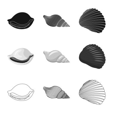 Hayvan ve dekorasyon işareti vektör Illustration. Web için hayvan ve okyanus hisse senedi simgesi kümesi.